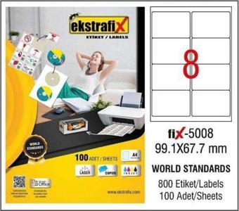 Ekstrafix Laser Etiket 100 Yaprak 99.1x67.7 mm Lazer Yazıcı Etiketi