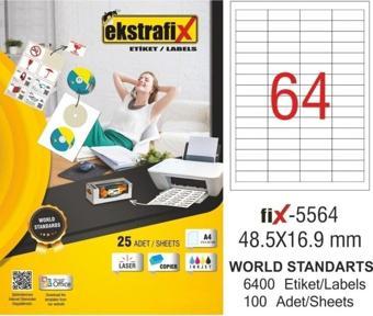 Ekstrafix Lazer Etiket 100 Yaprak 48.5x16.9 mm Lazer Yazıcı Etiketi