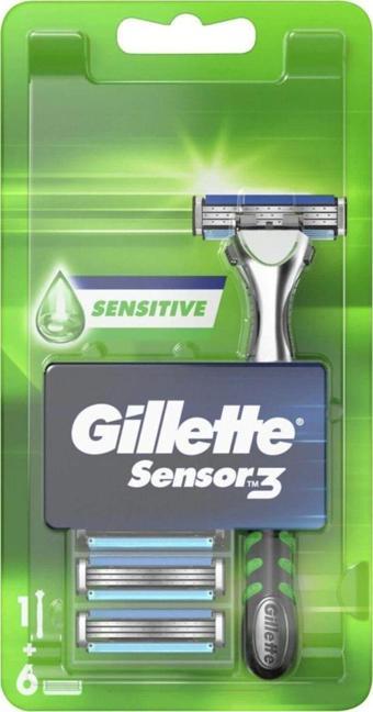 Gillette Sensor3 Tıraş Makinesi + Yedek Tıraş Bıçağı 6'Lı