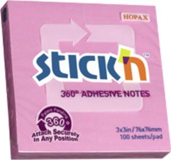 Hopax Stickn Yapışkanlı Not Kağıdı 76X76 Mm 360 Pembe 100 Yaprak 12 Li (1 Paket 12 Adet)