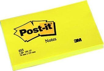 Post-it 655 Yapışkanlı Not Kağıdı 76 mm x 127 mm Sarı 100 Yaprak (12 Koçan)