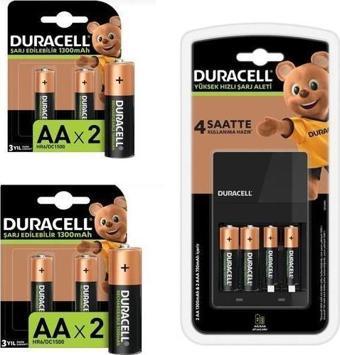 Duracell Cef 14 Şarj Cihazı Şarj Edilebilir 6 adet 1300 mAh AA ve 2 adet 750 mAh AAA Pil Paketi