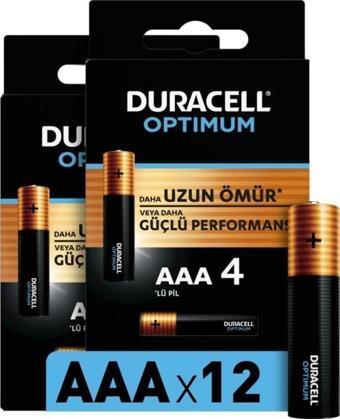 Duracell Optimum AAA Alkalin Pil, 1,5 V LR03 MN2400, 12’li paket