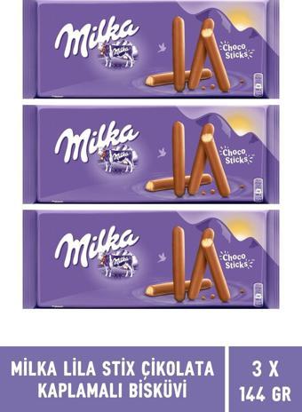 Milka Lila Stix Çikolata Kaplamalı Bisküvi 144 gr - 3 Adet