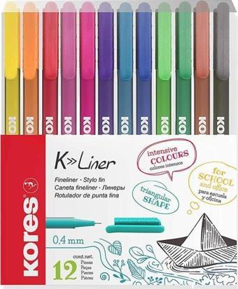 Kores Fineliner 0.4 Mm ince Uçlu Yazı Ve Çizim Kalemi 12 Li Fineliner Set