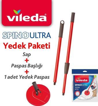 Vileda Spino Ultra Yedek Sap + Başlık + Yedek Paspas Paketi 