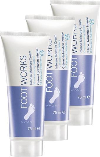 Avon Foot Works Yoğun Nemlendirici Ayak Kremi 75 Ml. Üçlü Set