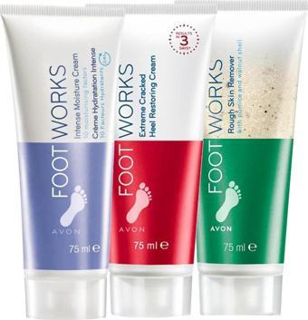 Avon Foot Works Ayaklar için Nemlendirici, Onarıcı ve Arındırıcı Ayak Kremi Paketi