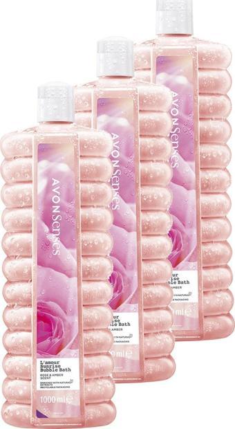 Avon L'Amour Sunrise Gül ve Kehribar Kokulu Banyo Köpüğü 1 Lt. Üçlü Set