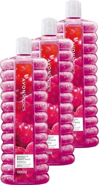 Avon Senses Raspberry Delight Ahududu ve Frenk Üzümü Kokulu Banyo Köpüğü 1 Lt. Üçlü Set