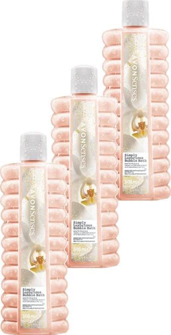 Avon Simply Luxurious Beyaz Şeftali ve Vanilya Orkide Kokulu Banyo Köpüğü 500 Ml. Üçlü Set