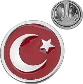 925 Ayar Gümüş Ay Yıldız Rozet
