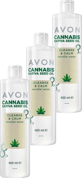 Avon Cannabis Sativa Tohumu Yağı Micellar Cilt Temizleme Suyu 400 Ml. Üçlü Set