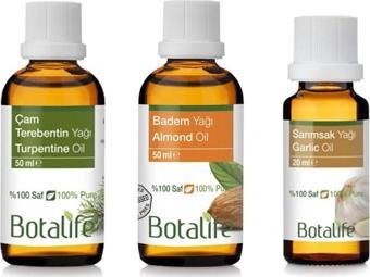 Botalife Çam Terebentin Yağı 50Ml Badem Yağı 50Ml Sarımsak Yağı 20Ml Üçlü Set