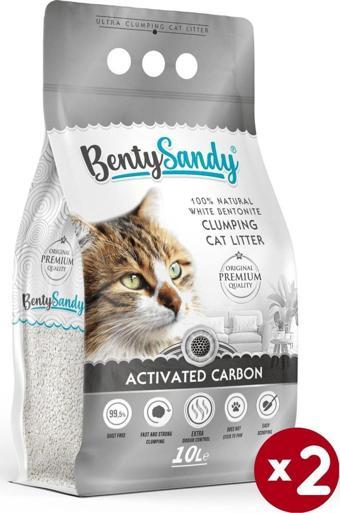 Benty Sandy Aktif Karbonlu Topaklanan Ince Taneli Kedi Kumu 10lx2
