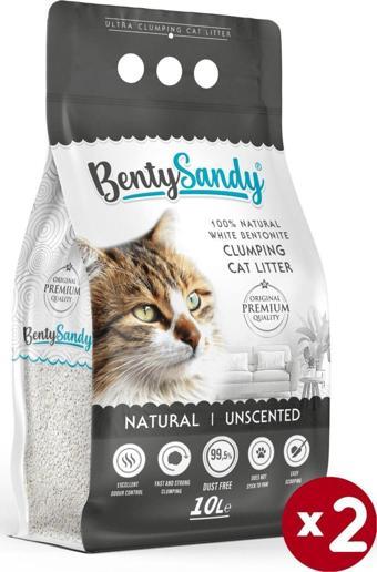 Benty Sandy Naturel Kokusuz Topaklanan Ince Taneli Kedi Kumu 10lx2