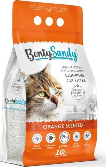 Benty Sandy Portakal Kokulu Topaklanan Ince Taneli Kedi Kumu 10l