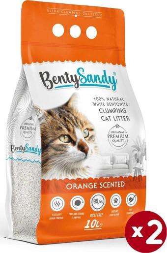 Benty Sandy Portakal Kokulu Topaklanan Ince Taneli Kedi Kumu 10lx2