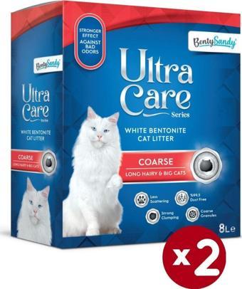 Benty Sandy Ultra Care Series Büyük Ve Uzun Tüylü Kediler Için Iri Taneli Topaklanan Kedi Kumu 8lx2