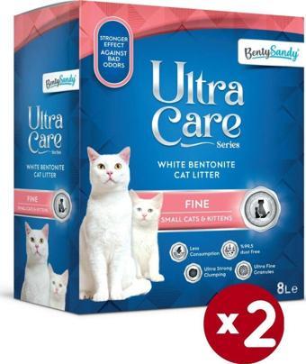 Benty Sandy Ultra Care Series Küçük Ve Yavru Kediler Için Ince Taneli Topaklanan Kedi Kumu 8lx2