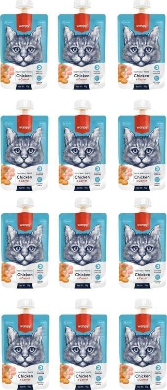 Wanpy Taze Tavuklu & Havuçlu Kedi Et Ezmesi 90 Gr. X 12 Adet