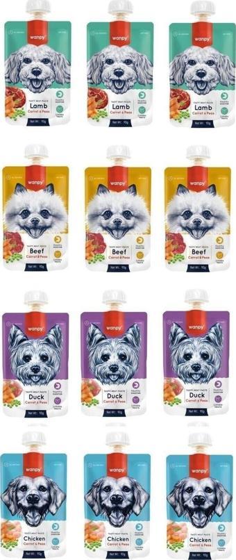 Wanpy Taze Köpek Et Ezmesi 4 Çeşit Karma 90 Gr. X 12 Adet