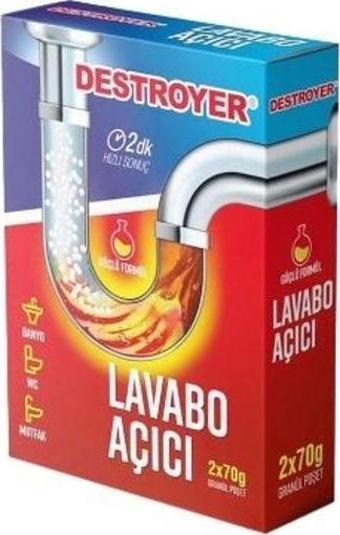 Destroyer Lavabo Açıcı 2x70G Granül