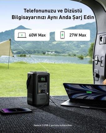 Anker 548 Powerbank 60000mAh - PowerCore Reserve 192Wh 60W - Solar Şarj Girişli - Siyah - A1294