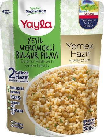 Yayla Yemek Hazır Yeşil Mercimekli Bulgur Pilavı 250 gr