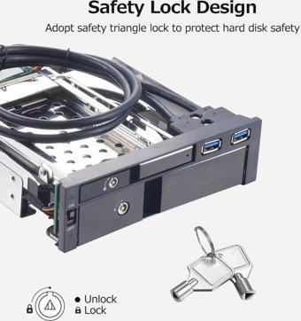 Oem 5,25" Dahili Çift Yuvalı Sabit Disk Kutusu 2,5+3,5 inç SATA HDD-SSD Muhafaza Aletsiz Tasarım