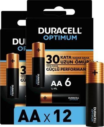 Duracell Optimum AA Alkalin Pil, 1,5 V LR6 MN1500, 12’li paket