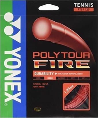 YONEX POLY TOUR FIRE 125 (12 m) TENİS KORDAJ-Kırmızı Monofilament