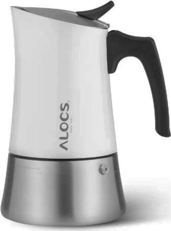 Alocs Taşınabilir Mocha Pot 450 ML 9 Cup Beyaz