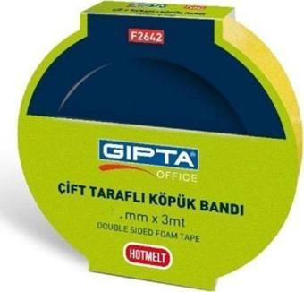 Gıpta 12 Mm X 3 Mt Çift Taraflı Köpük Montaj Bandı