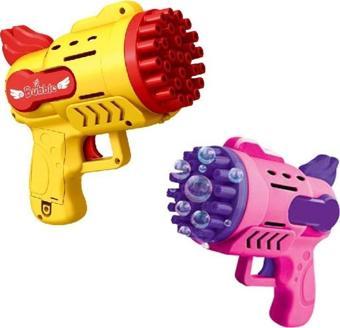 2 ADET SARI PEMBE KÖPÜK TABANCASI 29 DELİKLİ ÇOKLU KÖPÜK ATAN TABANCA  2 SOLİSYON HEDİYE BUBBLES GUN