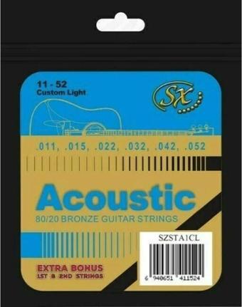 SX SZSTA1CL Custom Light Bronz Akustik Gitar Teli (11-52)