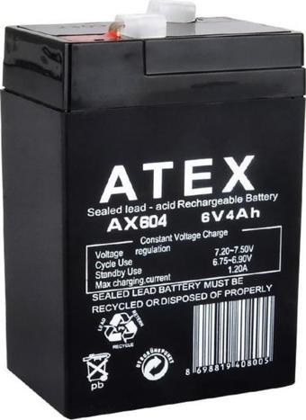 Atex AX604 6V 4 Ah Bakımsız Kuru Akü