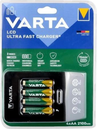 Varta 57685101441 LCD Ultra Hızlı Pil Şarj Cihazı 4x2100 mAh Pilli