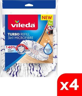 Vileda 4 Paket Turbo 3in1 Extra Pedli Mikrofiber Yedek Paspas  