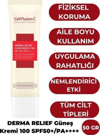 Cell Fusion C Derma Relief 100 SPF 50+/PA++++ Çocuklar ve Yetişkinler için Güneş Kremi