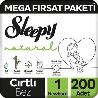 Sleepy Natural 1 Numara Yenidoğan 200'lü Bebek Bezi