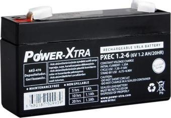 Power-Xtra EcoLead Series - PXEC1.2-6 - 6V 1.2 Ah Kuru Akü - F1