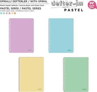 Mopak Pastel Serisi Spiralli Defter PP Kapak 96 Yaprak Çizgili 4'LÜ