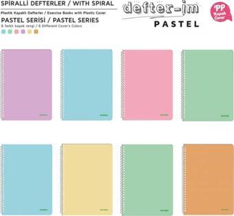 Mopak Pastel Serisi Spiralli Defter PP Kapak 96 Yaprak Çizgili 8'Lİ