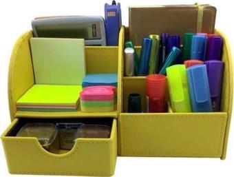 Masaüstü Düzenleyici Çekmeceli Organizer Kalemlik Pastel Sarı ND-1053