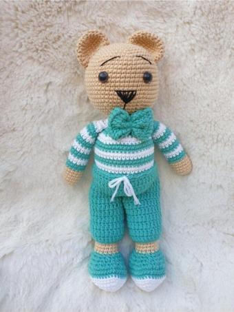 Butiksosyetik Amigurumi Papyonlu Turkuaz Ayı