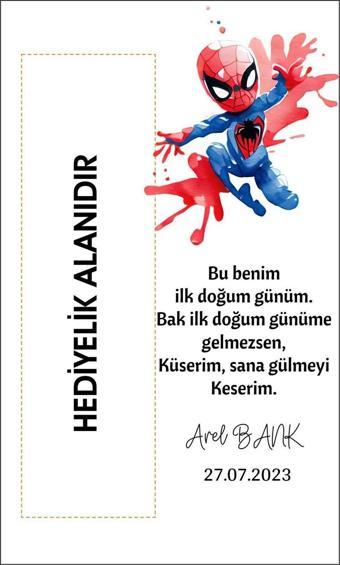 Butiksosyetik Kişiye Özel Doğum Günü Kahve Kartı Spiderman 9 x 15 cm 50 Adet