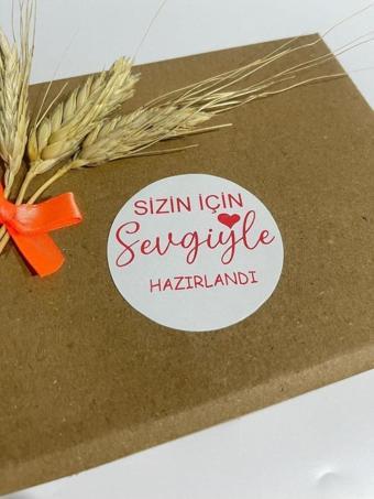 Butiksosyetik Sizin İçin Sevgiyle Hazırlandı Kırmızı Yazılı Yuvarlak Yapışkanlı Etiket 3 x 3 cm 150 Adet