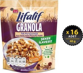 Eti Lifalif Granola Kuru Vişneli, Kakao Parçacıklı, Fındıklı 40 gr x 16 Adet