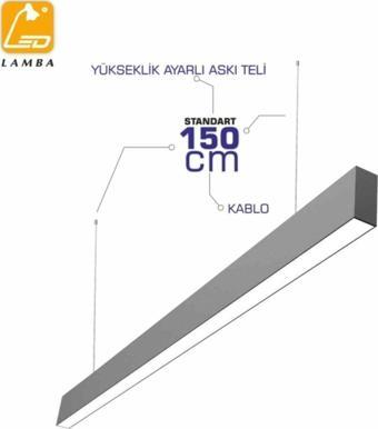 Lambaled 120cm Slım Lineer Led Sarkıt Armatür Siyah Kasa Doğal Işık